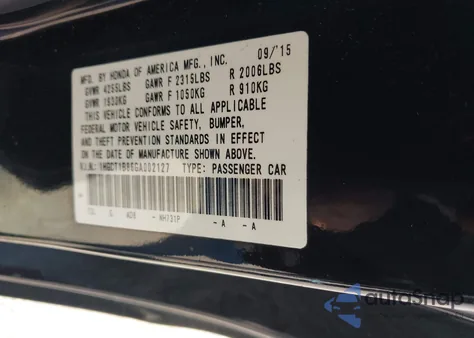 2016 Honda Accord Ex-L из США, поврежденный, VIN 1HGCT1B86GA002127